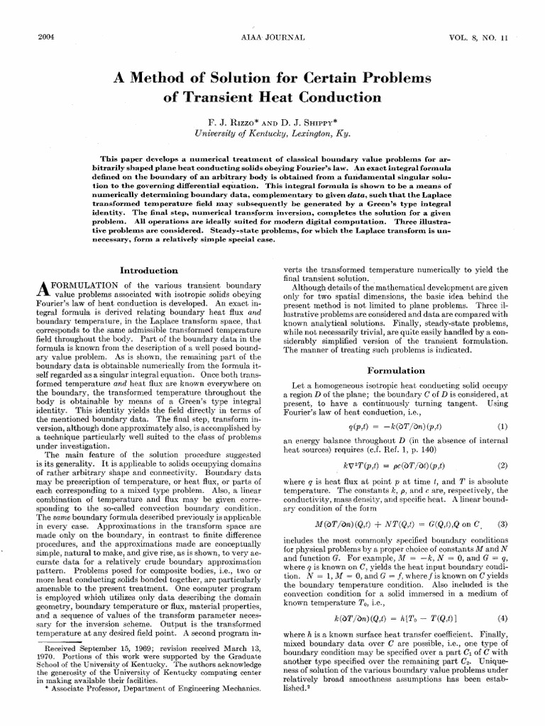 Numerical Solutions for Heat Conduction | PDF | Thermal Conduction ...