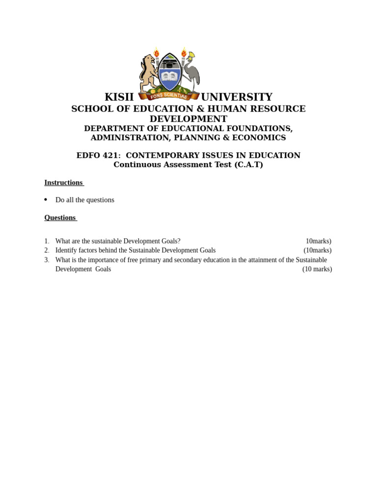 Sustainable Development Goals in Education | PDF