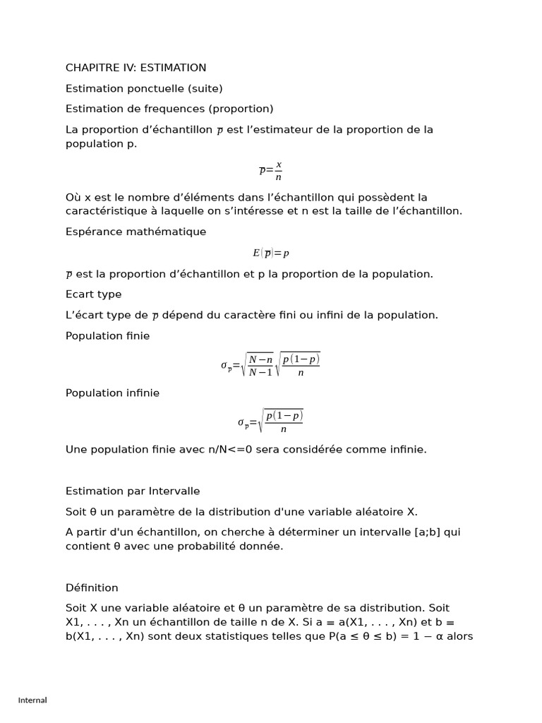 Estimation et Intervalle de Confiance | PDF | Écart type | Analyse ...