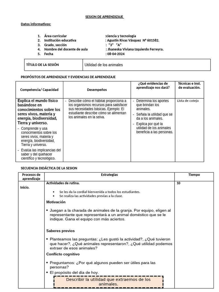 CYT Sesion La Utilidad de Los Animales. 08-10-2024 3A | PDF ...