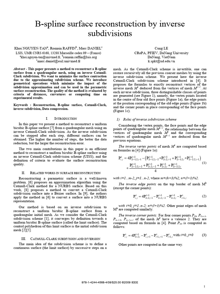 B-Spline Surface Reconstruction Method | PDF | Vertex (Geometry ...