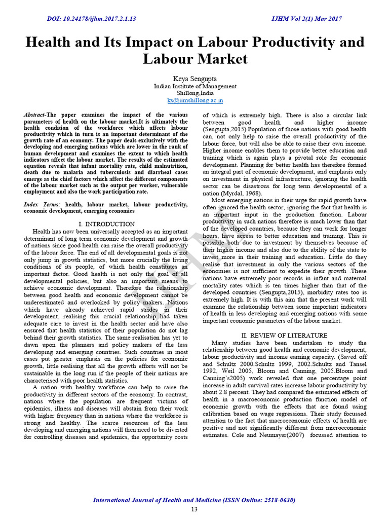 Health and Its Impact On Labour Productivity and Labour Market | PDF ...