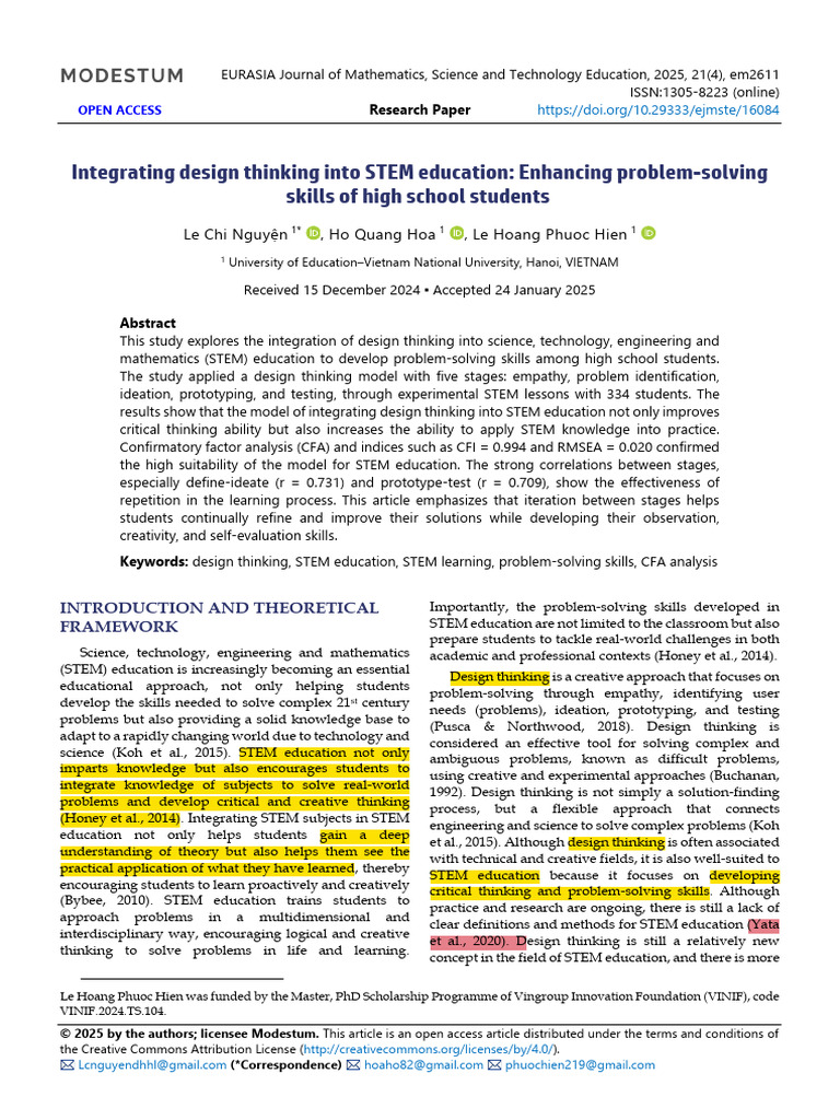 Design Thinking in STEM Education 2025 | PDF | Design Thinking ...
