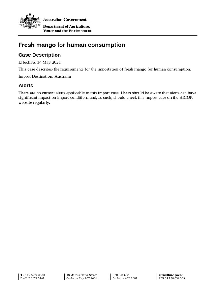 Import Requirements for Fresh Mangoes | PDF | Signature