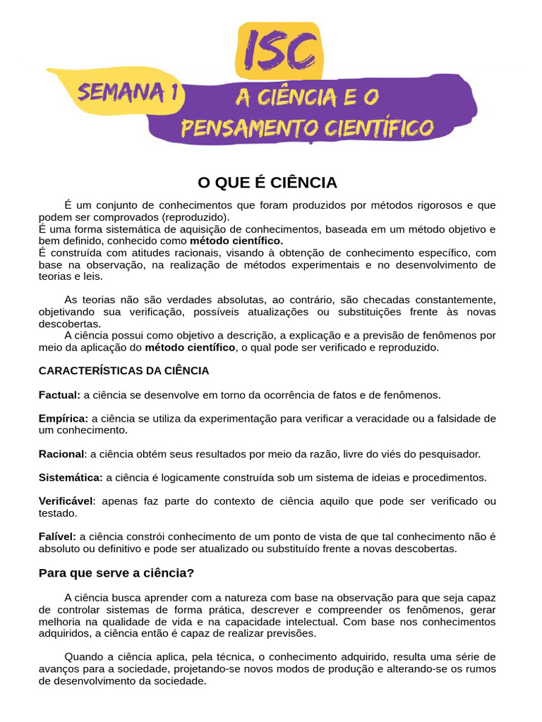 Pensamento cientifico | PDF | Science | Método científico