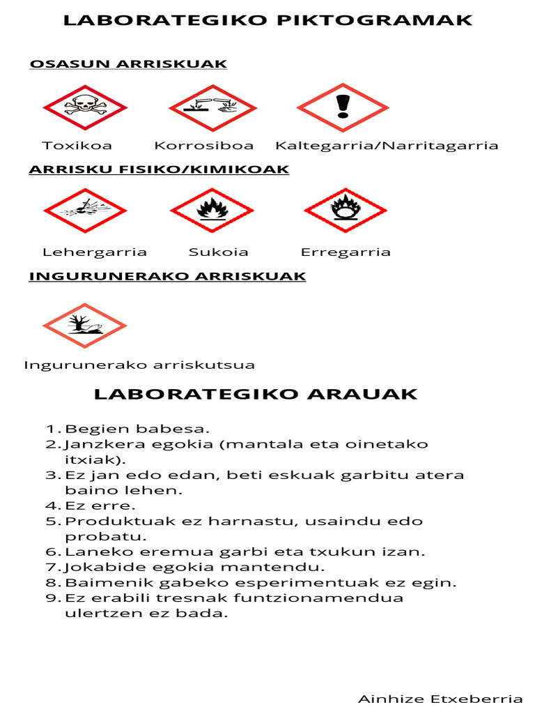 Laborategiko Piktogramak | PDF