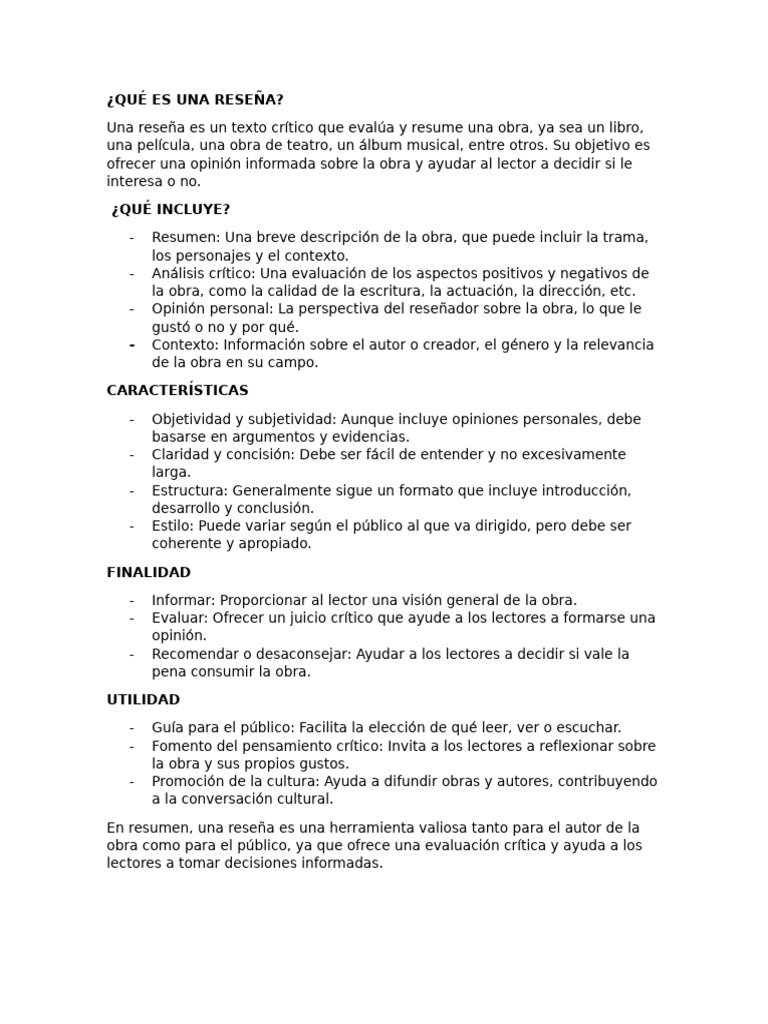 Qué es una reseña y su utilidad | PDF