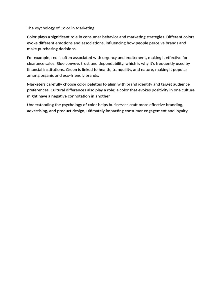 Color Psychology in Marketing Strategies | PDF