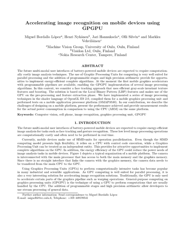 Accelerating Image Recognition On Mobile Device Using GPGPU | PDF ...