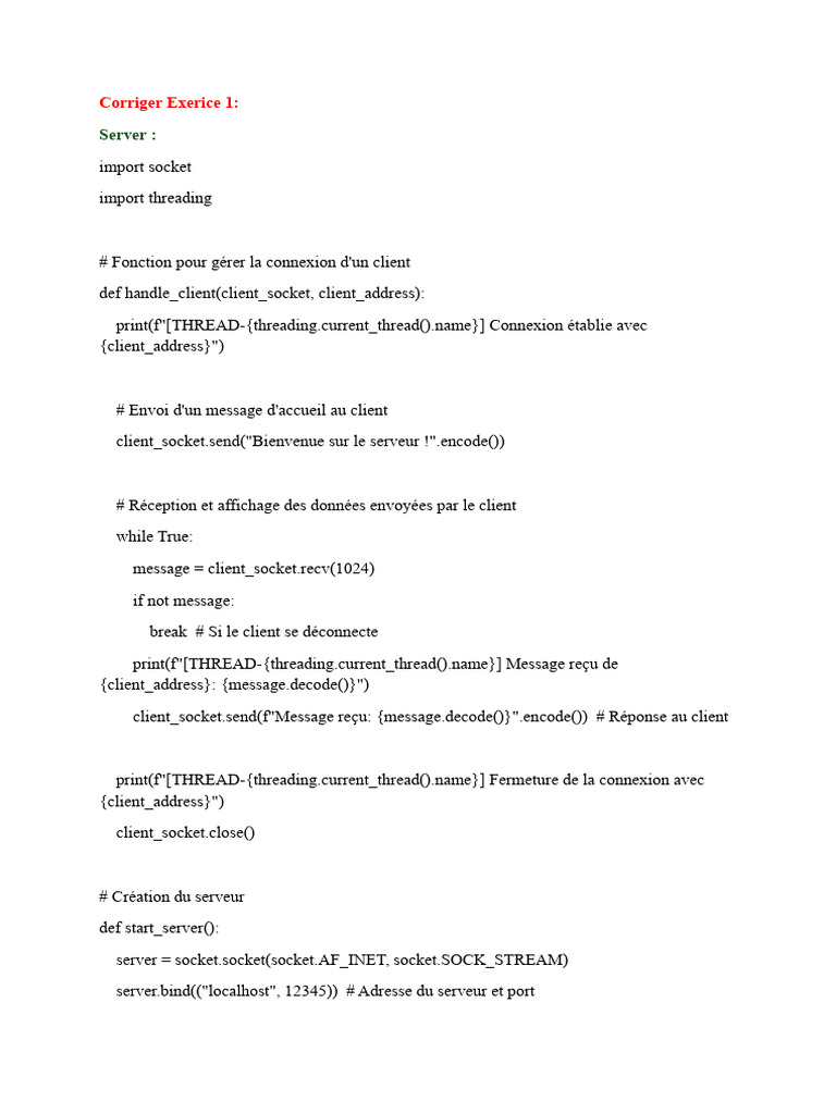 Gestion des threads en Python | PDF | Serveur (Informatique) | Réseau ...