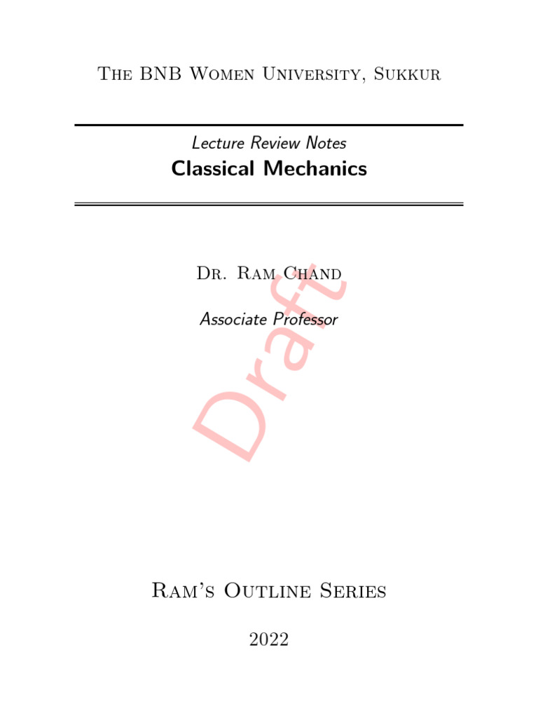 Classical Mechanics2 | PDF | Lagrangian Mechanics | Hamiltonian Mechanics