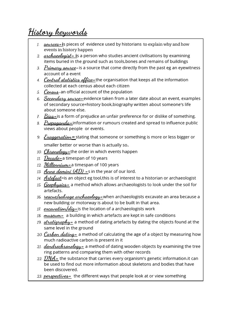 Hist y Keyw DS: To Explain Why and How Events in History Happen | PDF ...