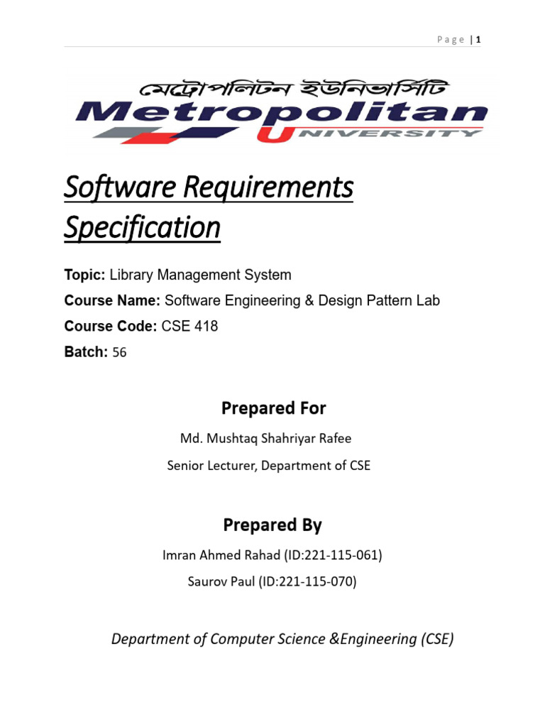 Library Management System SRS Document | PDF | Databases | World Wide Web