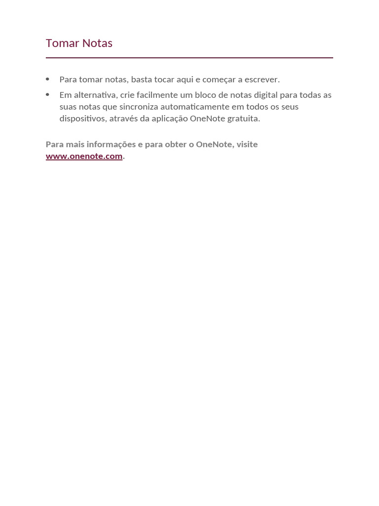 Tomar Notas: para Mais Informações E para Obter O Onenote, Visite | PDF