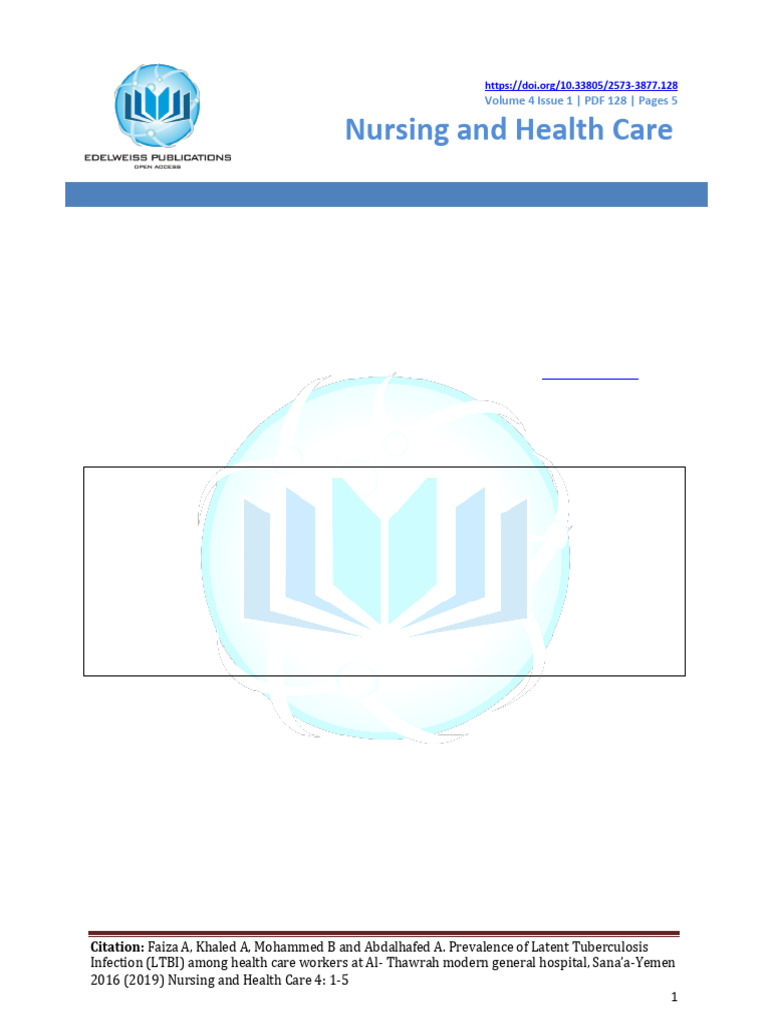 Prevalence Latent Tuberculosis Infection Health Care Workers 2573 3877 ...