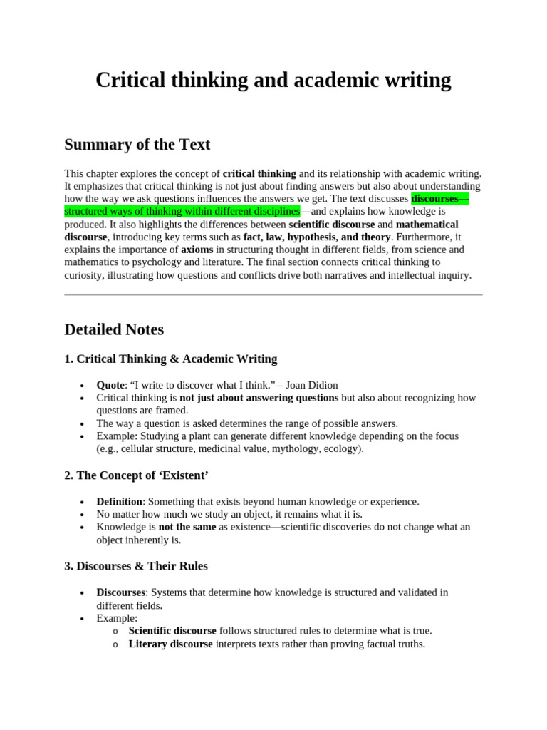 Critical Thinking in Academic Writing | PDF | Critical Thinking | Thought