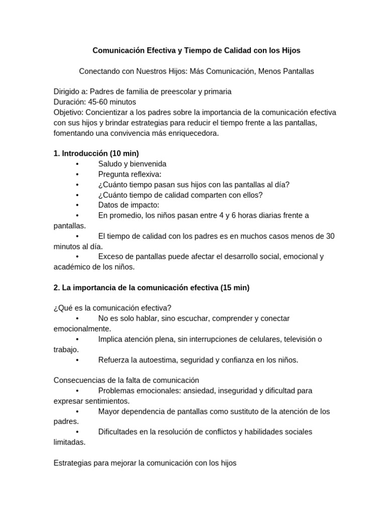 Comunicación Efectiva y Tiempo de Calidad Con Los Hijos | PDF ...