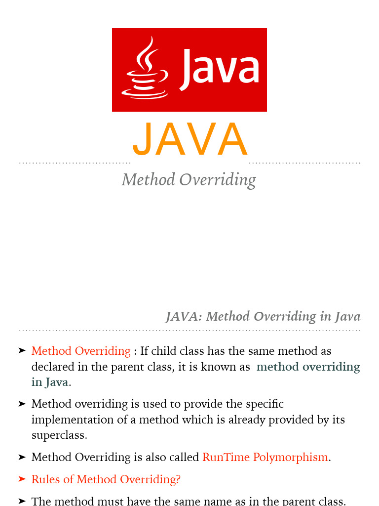 Method Overriding in Java Explained | PDF