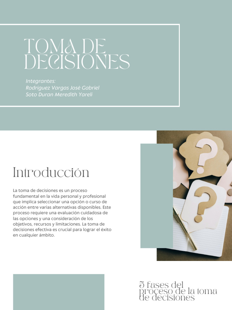 5 Fases Clave en la Toma de Decisiones | PDF | Toma de decisiones ...