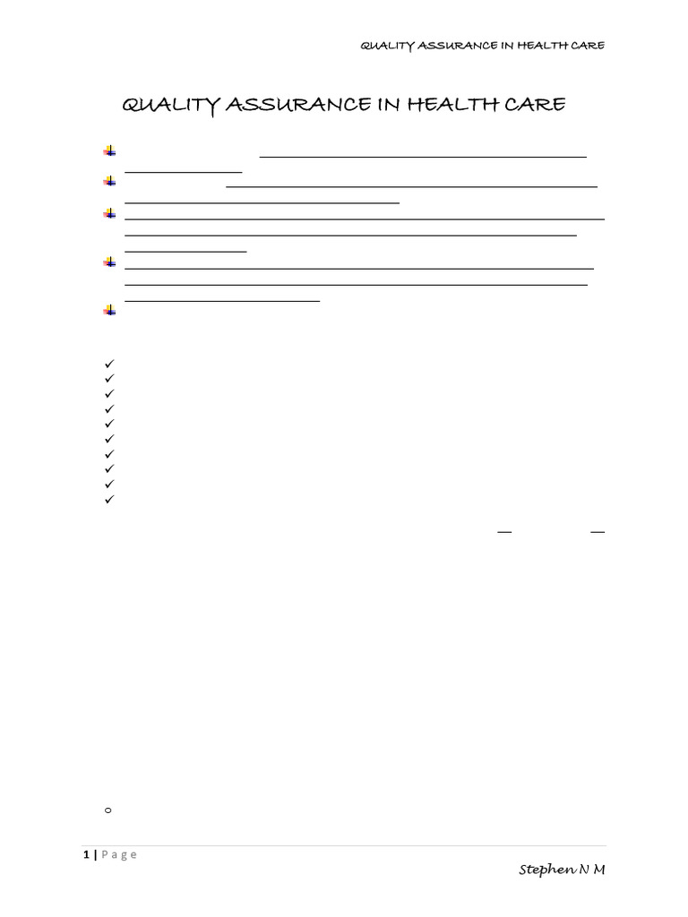 Quality Assurance Principles in Healthcare | PDF | Health Care ...