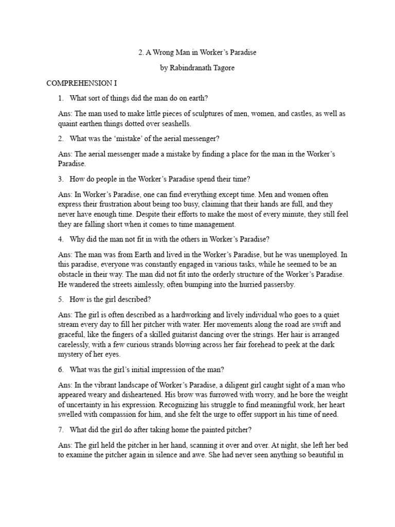 A Wrong Man in Workers' Paradise Summary | PDF