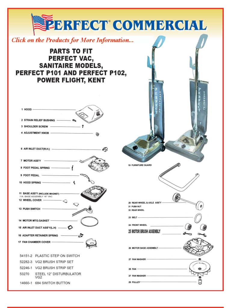 Perfect Vacuum Parts List – Upright Vacuum Cleaner – LRPJJK