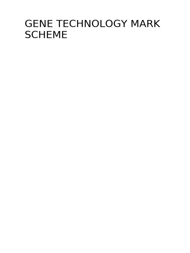 Gene Technology Mark Scheme Analysis | PDF | Dna | Molecular Cloning