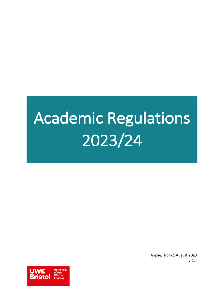 UWE Bristol Academic Regulations 2023/24 | PDF | Academic Degree ...