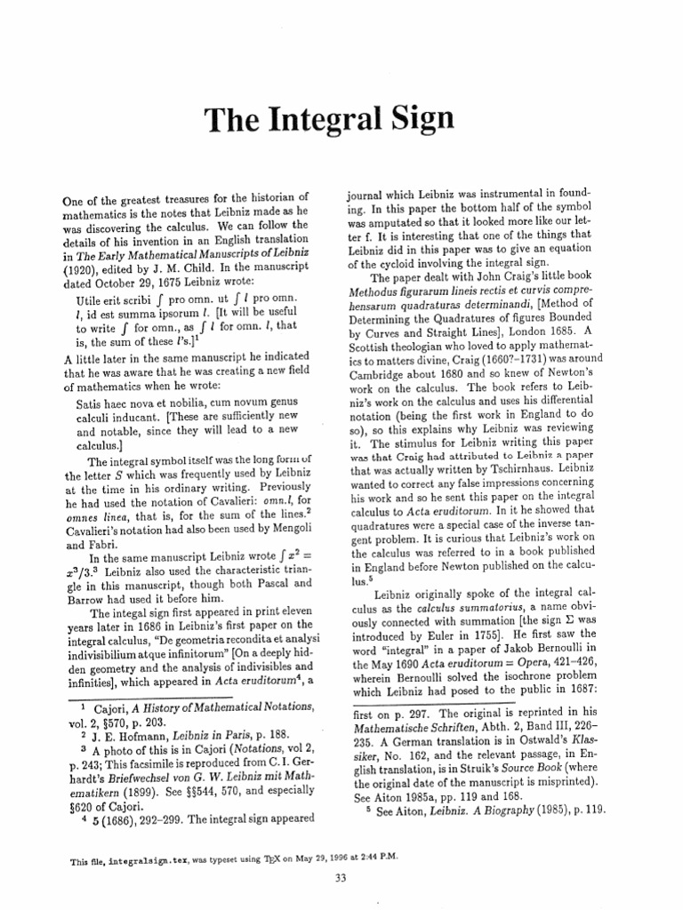 Integral Sign | PDF