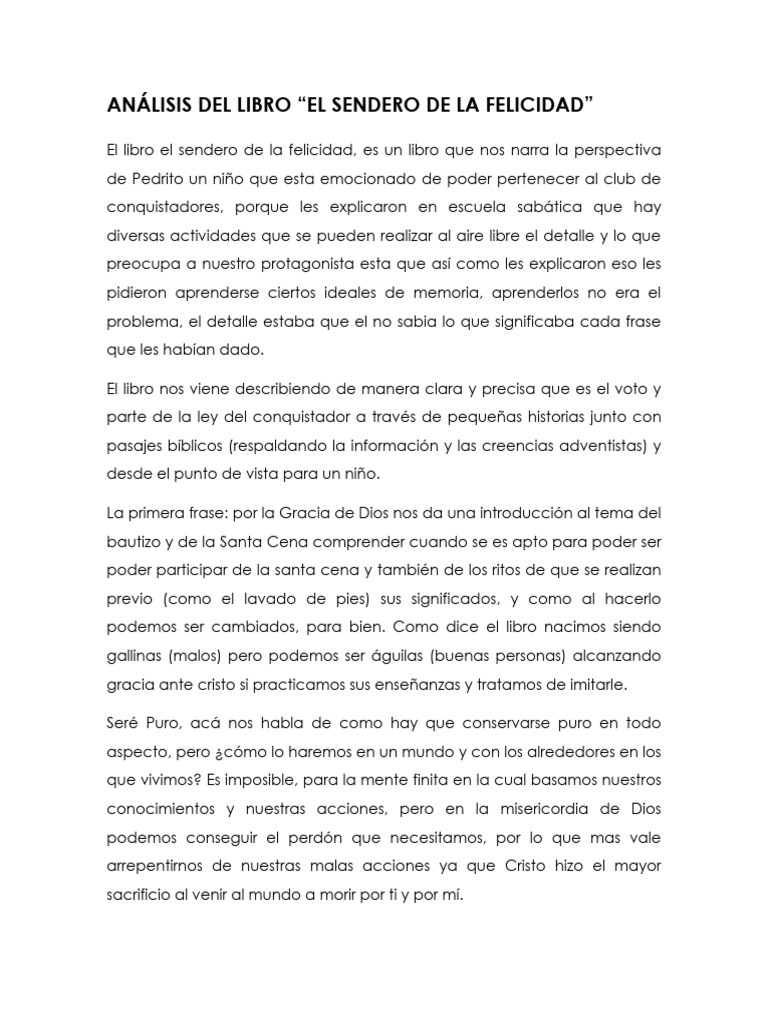 Análisis de "El Sendero de la Felicidad" | PDF | Felicidad | Cristo ...