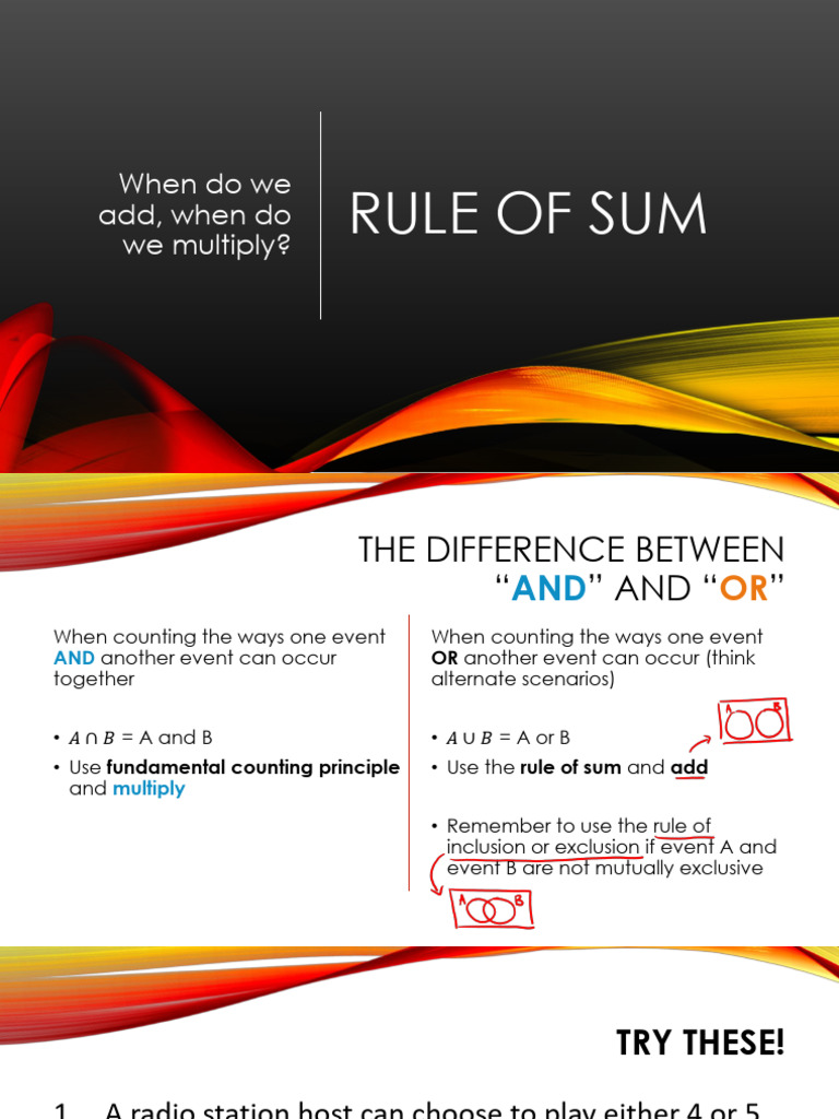 When Do We Add, When Do We Multiply?: Rule of Sum | PDF