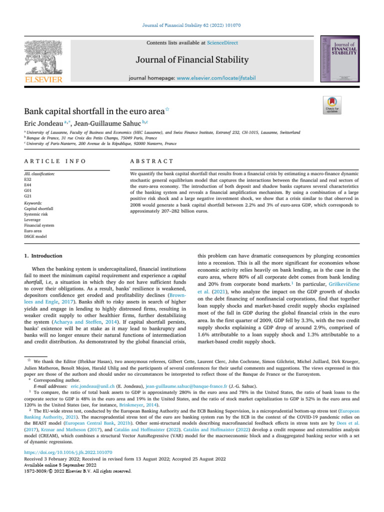 Bank Capital Shortfall in The Euro Area | PDF | Shadow Banking System ...