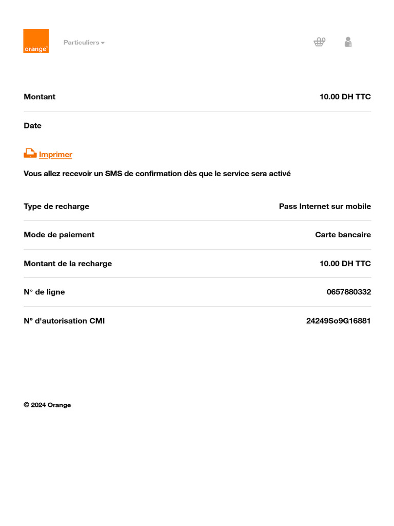 Recharge mobile Internet 10 DH Orange | PDF