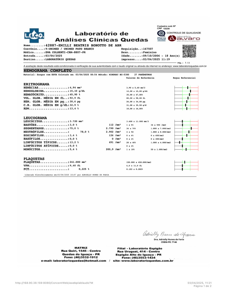 Exames Emilli | PDF