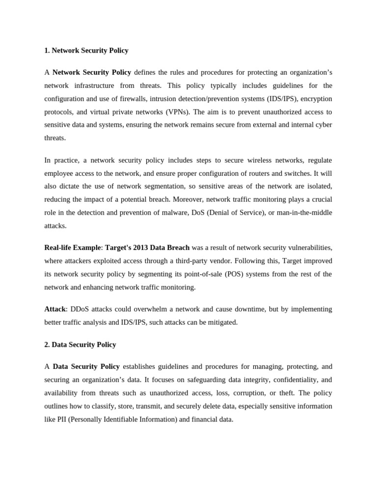 Network Security and Data Protection Policies | PDF | Security ...