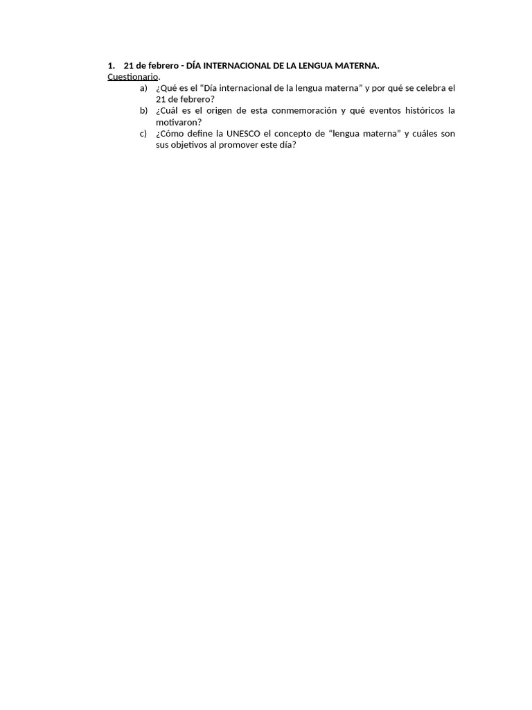 Día Internacional de la Lengua Materna | PDF