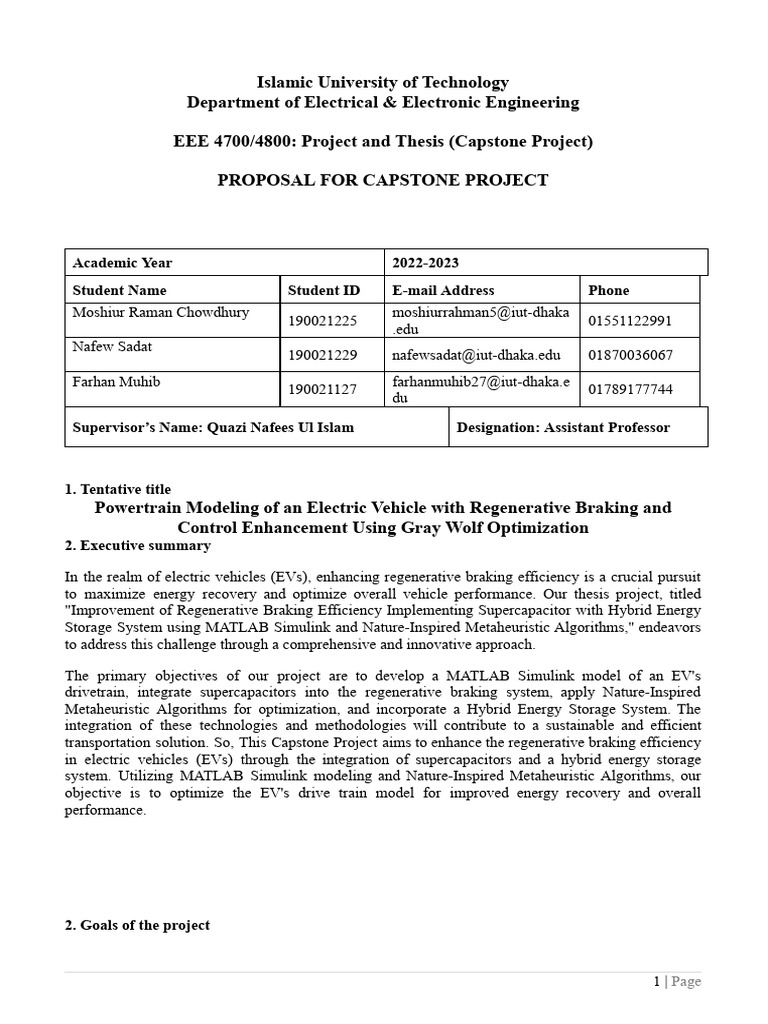 EV Regenerative Braking Optimization Project | PDF | Energy ...