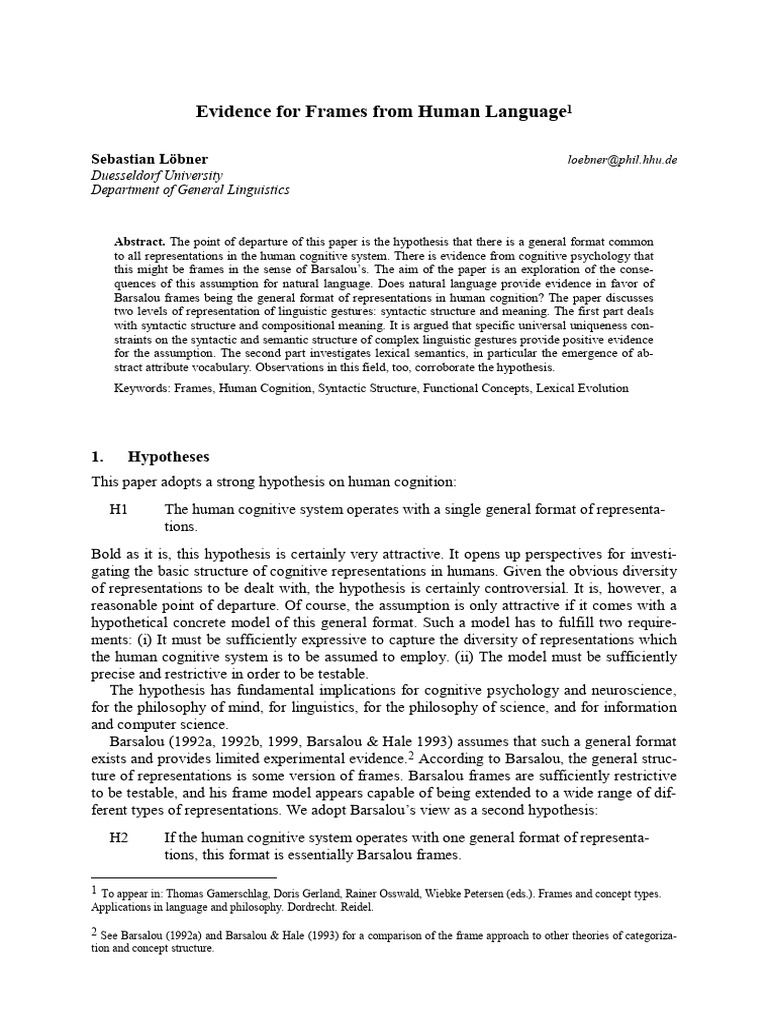 Evidence For Frames From Human Language | PDF | Syntax | Grammatical Gender
