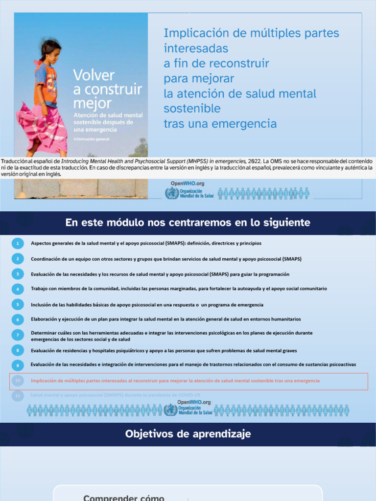Salud Mental y Apoyo Psicosocial en Emergencias | PDF | Salud mental ...
