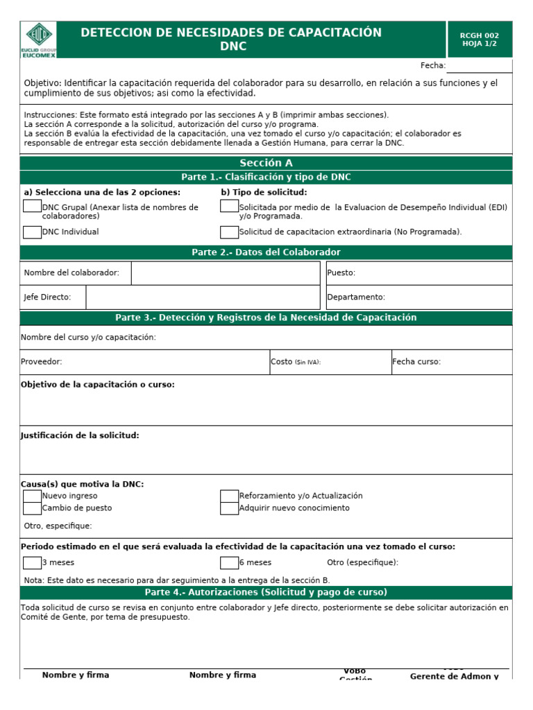 Formato Detección de Necesidades de Capacitación | PDF
