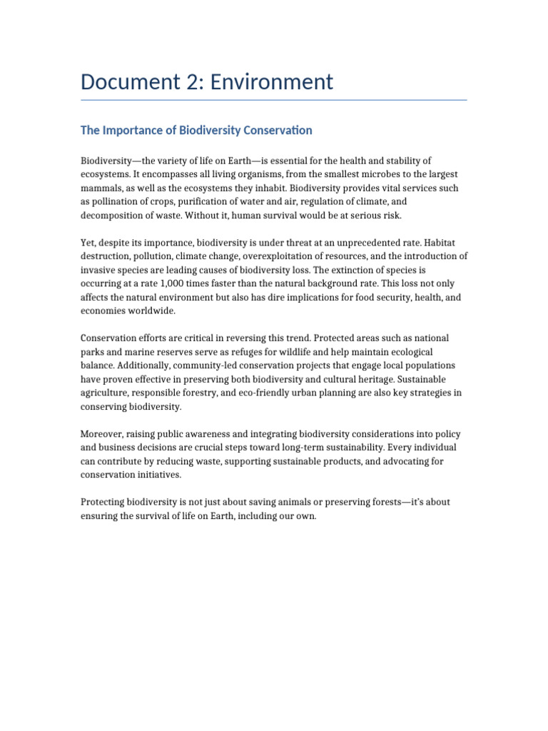 Environment Biodiversity | PDF