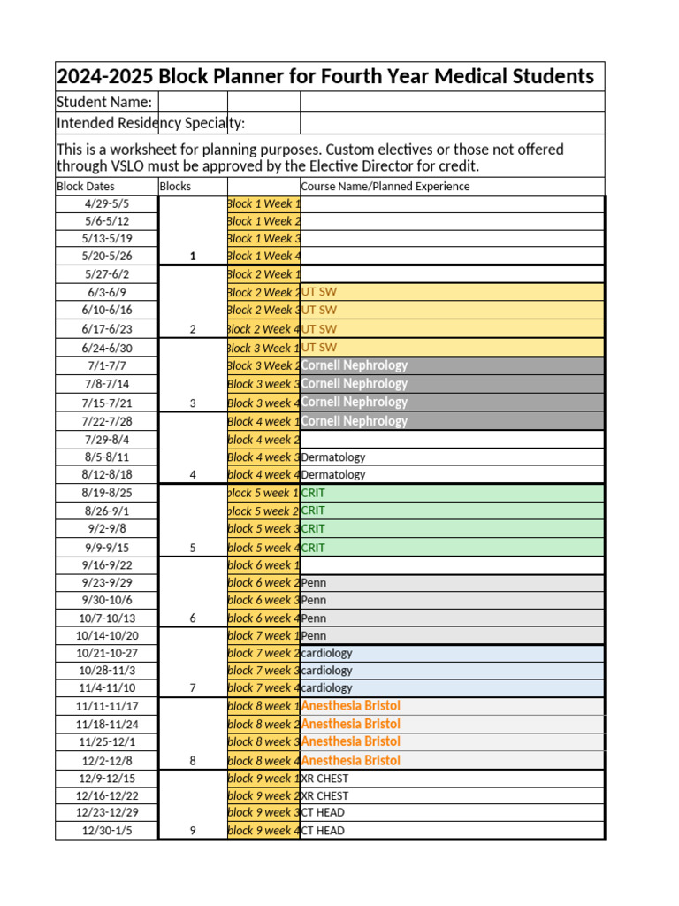 AY24-25 Rotation Plan Template | PDF | United States Medical Licensing ...