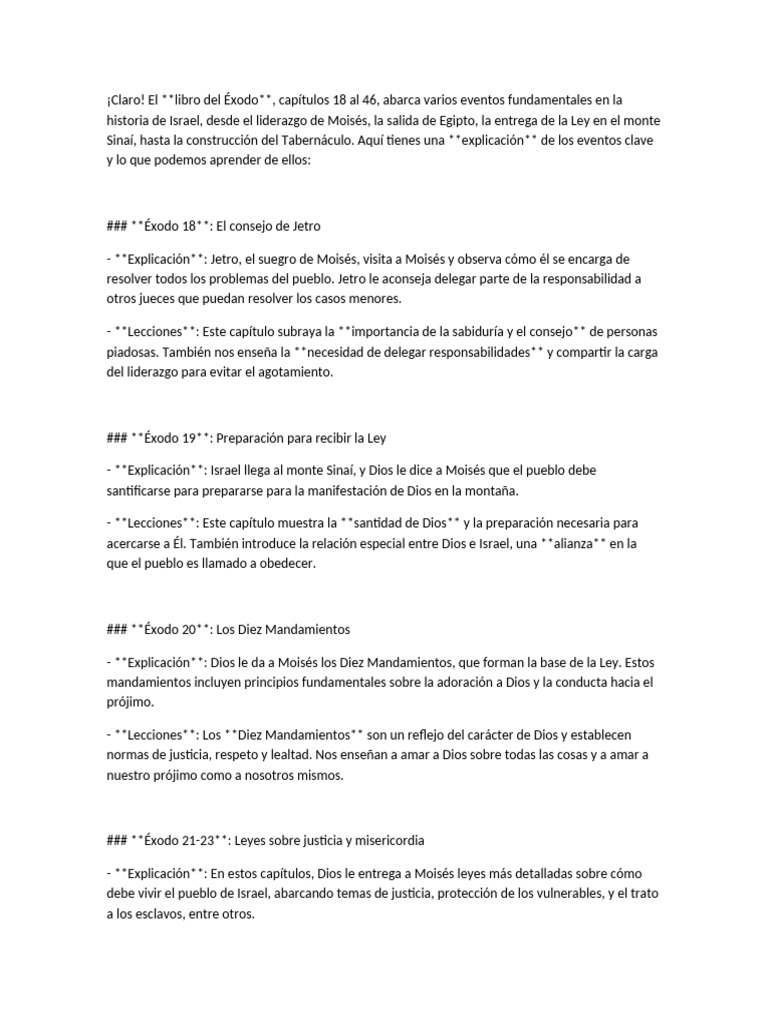 Éxodo: Lecciones y Eventos Clave | PDF | Libro del éxodo | Moisés