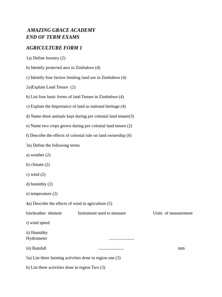 Amazing Agric Form 1 20 Copies | PDF