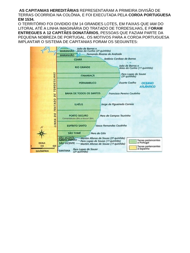 As Capitanias Hereditárias Representaram A Primeira Divisão de Terras ...
