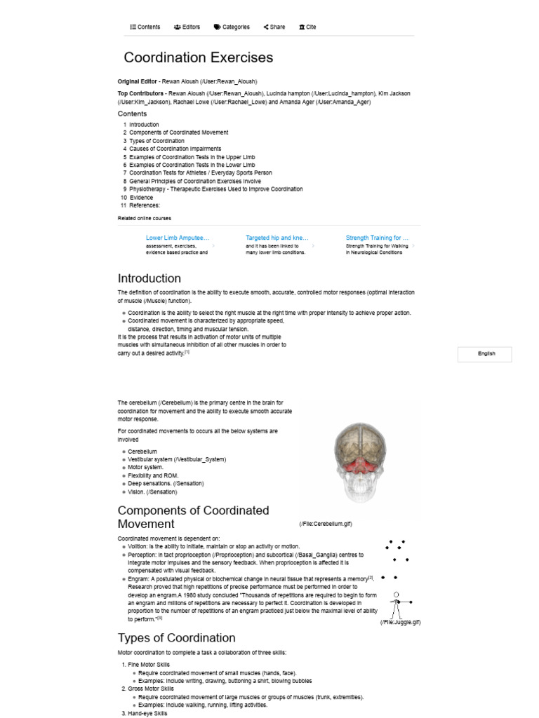 Coordination Exercises in Physiotherapy | PDF | Motor Coordination ...
