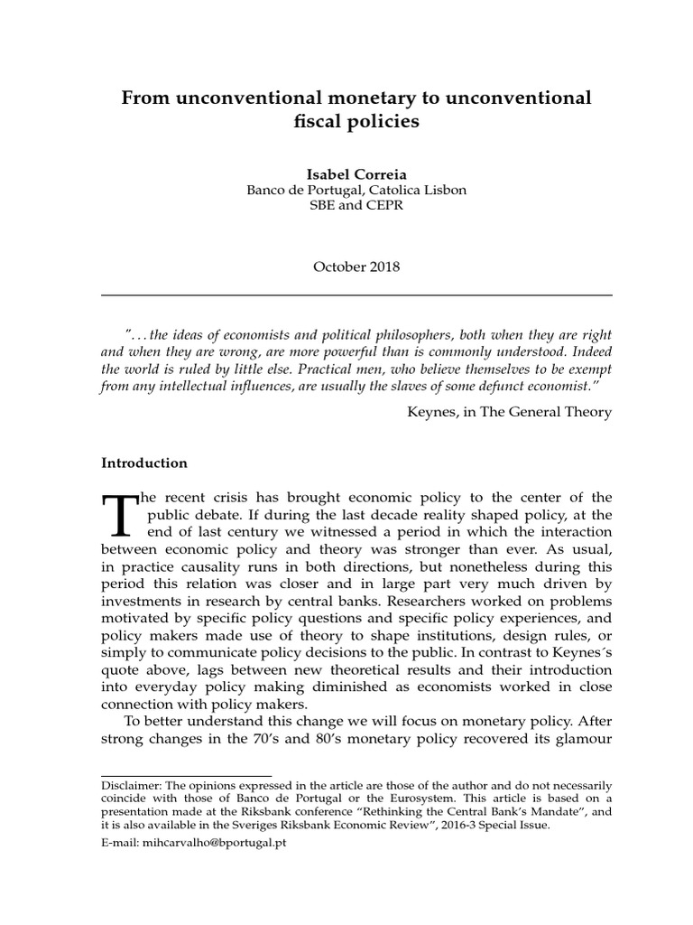 Unconventional Fiscal Policies Explained | PDF | Monetary Policy ...