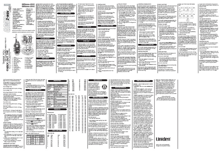Uniden gmr5099 2ckhs Product Sheet | PDF | Electronics | Information ...