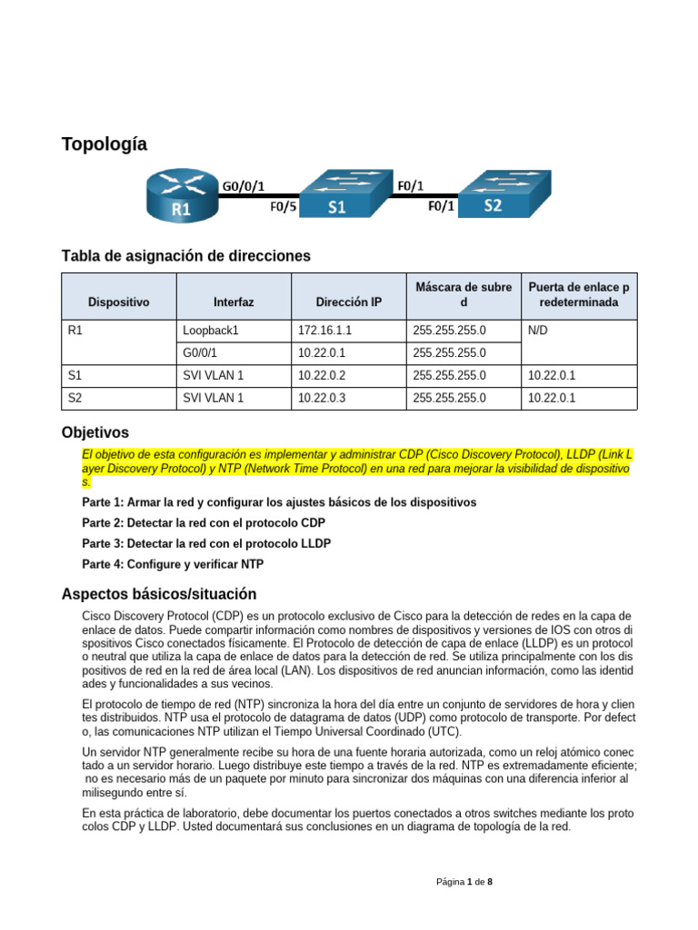 Configuración de CDP, LLDP y NTP | PDF | Enrutador (Computación ...
