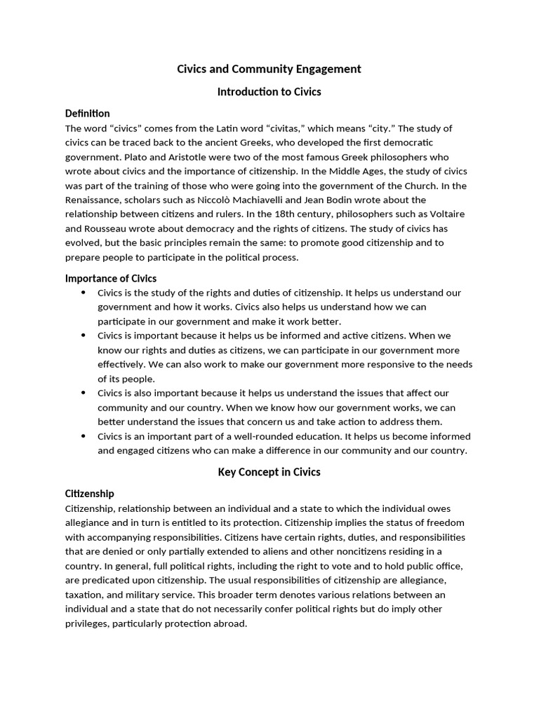 Understanding Civics and Citizenship | PDF | Democracy | Political ...